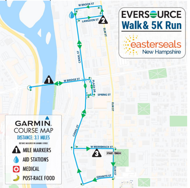 2023 Eversource Walk & 5k Run Course Map