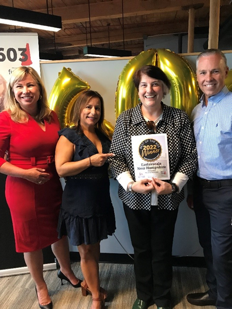 In photo: From left to right: Lucy Lange, Easterseals NH board member; Marga Bessette, WZID 95.7 Host; Meredith Elkins, Easterseals NH SVP Marketing & Communications; and Neal White, WZID 95.7 Host, at the Best of the 603 awards event.