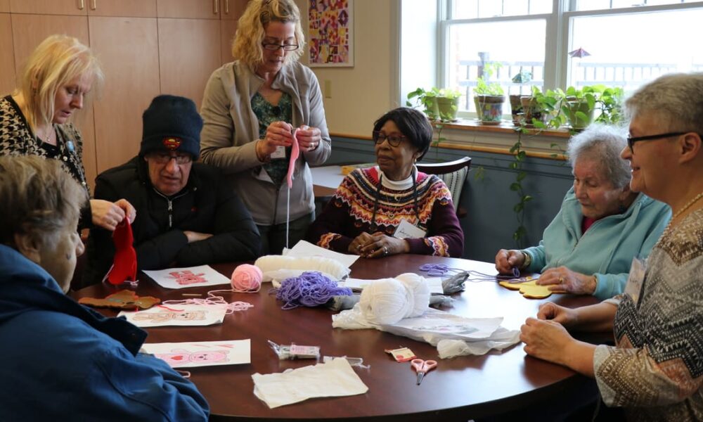 Participants in Easterseals NH’s Adult Day Program in Manchester, NH, made personalized teddy bears for the children in Easterseals NH’s West Side Early Childhood Center of Excellence, also in Manchester.