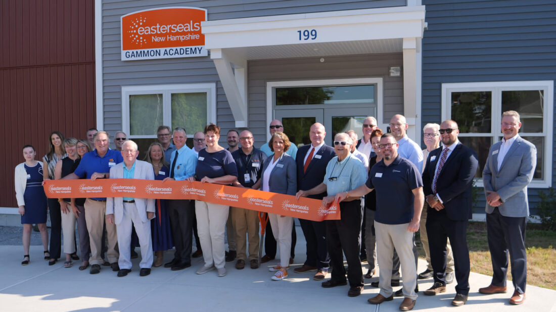 Easterseals NH staff and partners group photo at the Gammon Academy new school ribbon cutting