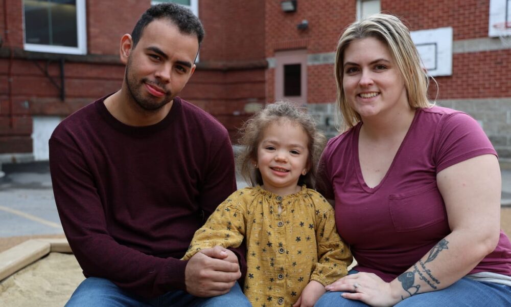 Mia with her mom and dad at Easterseals New Hampshire West Side Early Childhood Center of Excellence